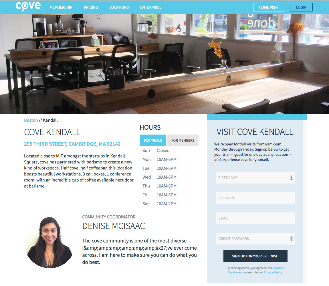 cove Kendall location page